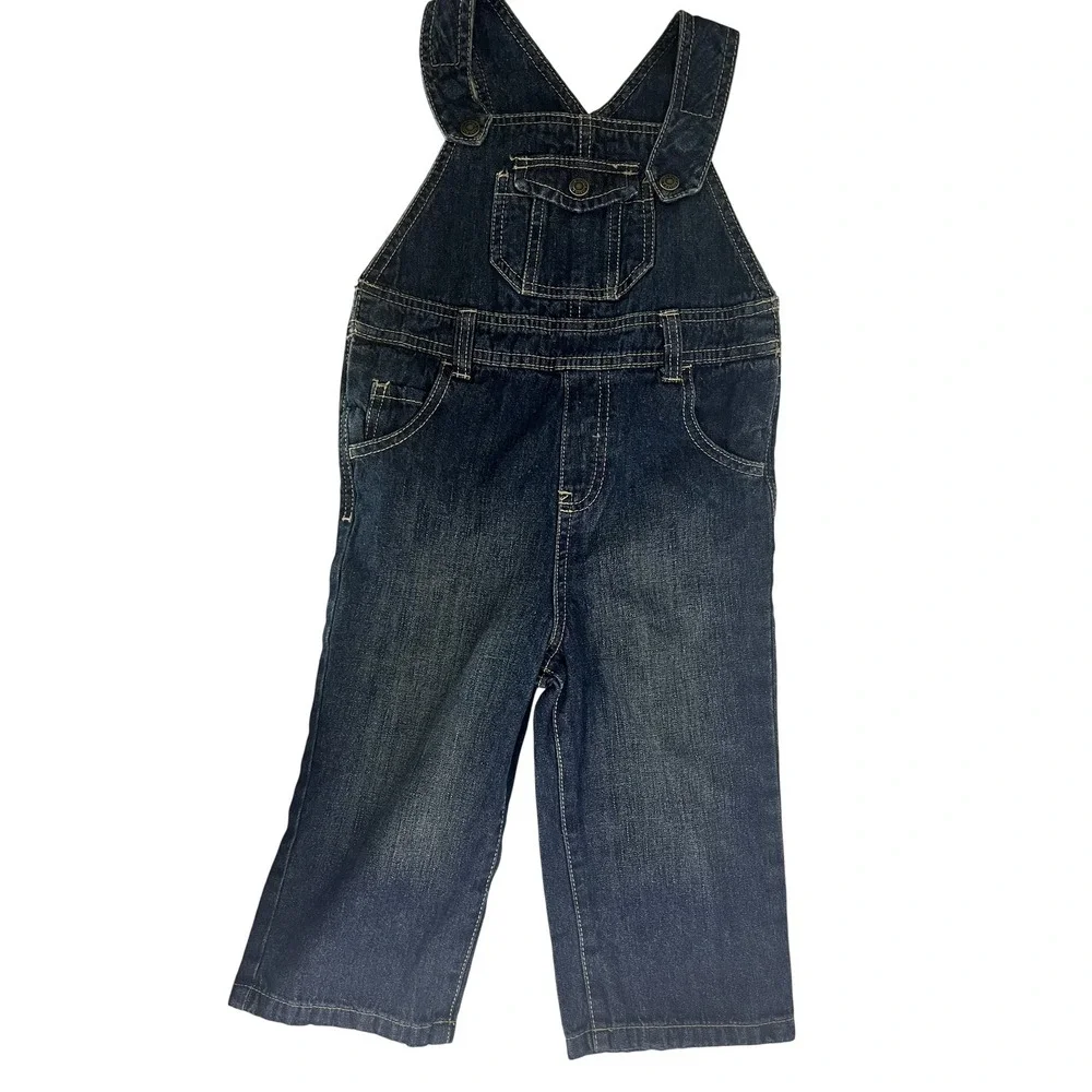 Faded Glory Boys Denim Overalls 3T Adjustable Classic Pockets NWT‎ New With Tags